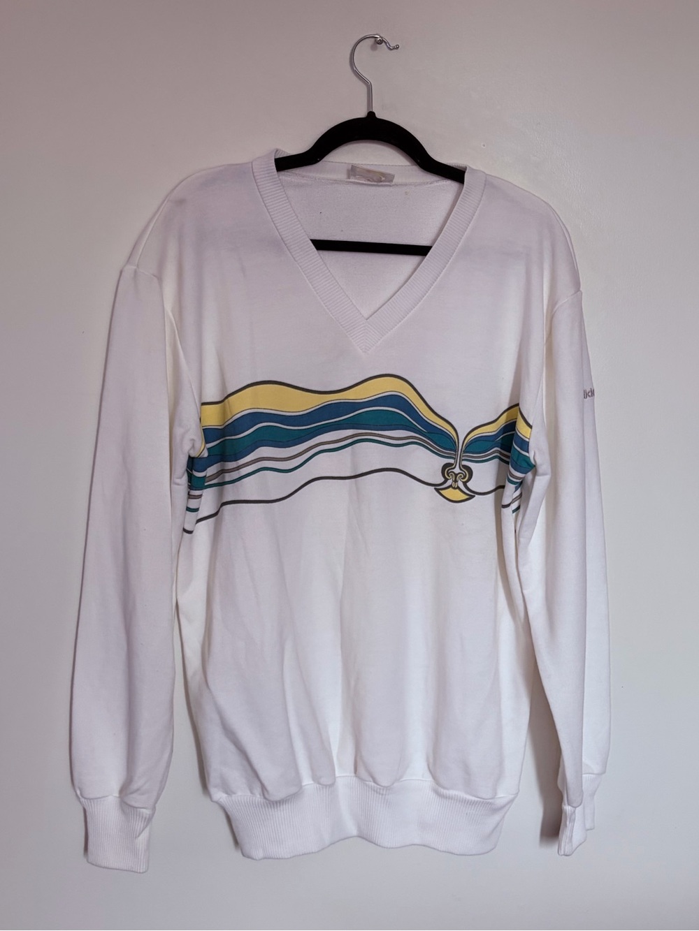 Vintage ADIDAS Ivan Lendl V-neck Sweatshirt Tennis white 90's - M